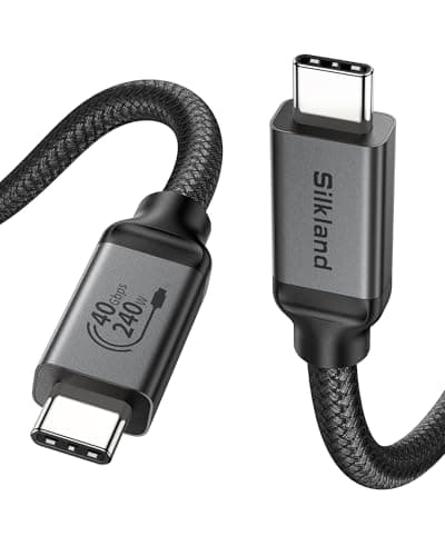 Image of Silkland USB4 Cable for Thunderbolt 4 Cable 3M 40Gbps, Compatible with USB C 3.2 Gen 2, 8K@60Hz, PD3.1 240W 48V/5A USB C for iPhone 16/Pro/Pro Max, MacBook Pro, iPad Pro, Docking, Display, Monitor