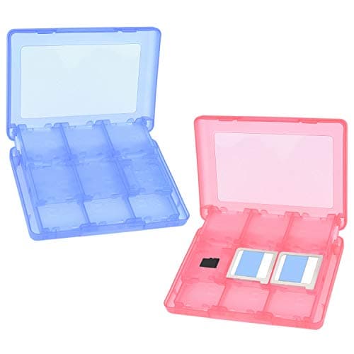 Image of CAMKIX 2x Game Case - Compatible Nintendo 3DS, Fits 44 Games, 4 SD Cards, 4 Micro SD/TF Cards, 4 Stylus Pens - Protective Storage System - Red and Blue