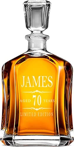 Image of Personalised Glass Whiskey Decanter with Airtight Stopper Birthday Gift