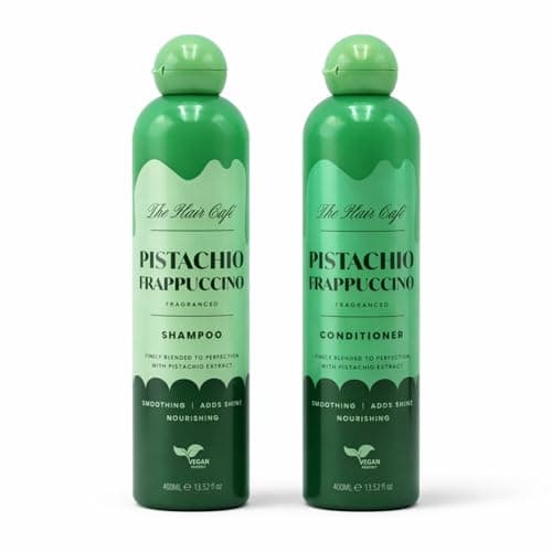 Image of Vegan Pistachio Frappuccino Hydrating Shampoo & Conditioner Set – 2×400ml Unisex Moisturising Hair Care with Nourishing Oils & Shine- Best Combination for Dry, Heat Damaged Hair to Control Frizz