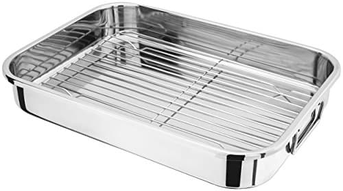 Image of Judge Large Stainless Steel Roasting Pan with Rack, 42cm x 30cm x 6.5cm, Oven Safe, Dishwasher Safe, Gift Box