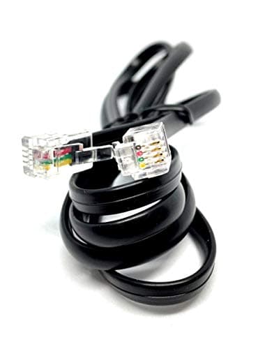 Image of Maincore 1m long RJ10 Plug to RJ10 Plug (4P4C) Flat Telephone Handset Receiver Cable Lead (Available in 1m, 2m, 3m, 5m, 10m) (1m, Black)