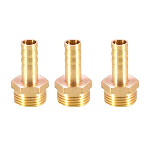 Image of 3PCS Solid Brass Hose Tail Connector Barbed to BSP Male Thread 8mm to 3/8” for Air Water Fuel Oil Gas