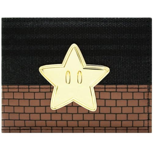 Image of Mario Party Invincibility Star Power-Up Black ID and Card Bi-Fold Wallet