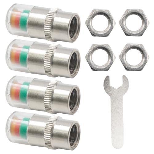 Image of MospdyGear 4 Pcs 2.2 Bar 32 PSI Tire Pressure Monitor Valve Stem Caps, Safety Sensor Indicators with 3 Color Alerts, Compatible with Cars, Motorcycles, and Bikes