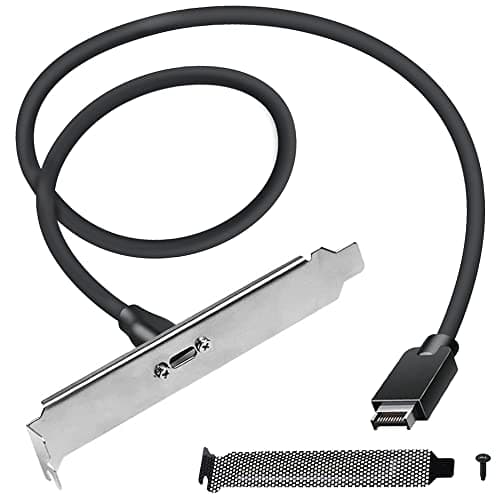 Image of Xiatiaosann USB 3.2 Gen 2 USB-C Front Panel Adapter Cable, Motherboard Header Extension Adapter, USB C Female to 20 Pin USB Type E A-Key Male with PCI Bracket, 15.7", With Mesh dustproof baffle, Screw