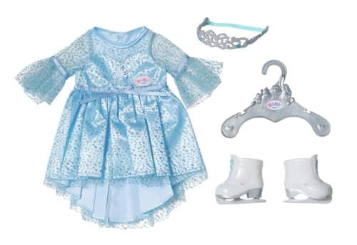 Image of BABY born Princess on Ice 836095 - Princess Dress with Matching Ice Skates and Tiara for 43cm Dolls - Suitable for Children from 3 Years Old