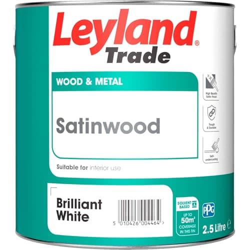 Image of Leyland Trade Satinwood Paint - Brilliant White 2.5L
