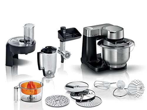 Image of Bosch 7 in 1 Stand Mixer MUMS2VM40G 7 Speeds, dough hook, whisk, beater, blender, juicer, shredder, 900W, Black