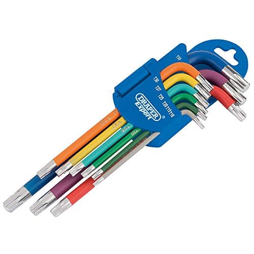 Image of Draper 66143 TX-Star Metric Coloured Long Arm Key 9-Piece Set, Blue