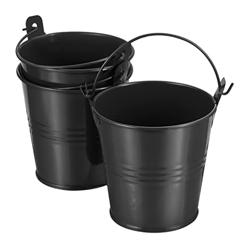 Image of PATIKIL 3" Height Mini Metal Bucket, 3 Pack Colorful Metal Succulents Pot Party Decorative Pails with Handles for Small Succulents, Black (About 200ML)