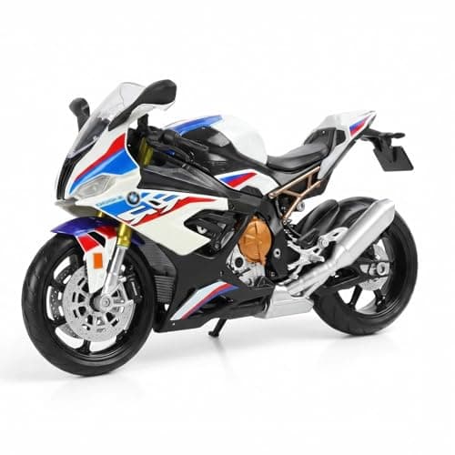 Image of Puniama 1:12 S1000RR Motorcycle Model Diecast Metal Motorbike with Rubber Tyres, Realistic Racing Bike with Free Rolling Wheels & Suspension, Collectible Display Toy Gift for Adults & Kids