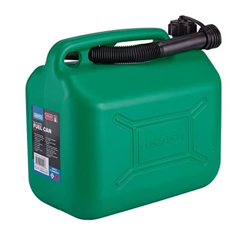 Image of Draper 10L Plastic Petrol Can | Jerry Fuel Diesel Can | 10000cc Water Container | 20mm Flexible Spout Diameter | 290mm Spout Length | 09055, Green