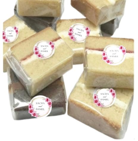 Image of Personalised 12 Sumptuous Handmade Cake Slices For Your Guests; Vanilla, Chocolate, Red-velvet; Wedding, Birthday, Baby Shower, Christmas Party Share/Favours (6cm x 5cm each) (Vanilla)