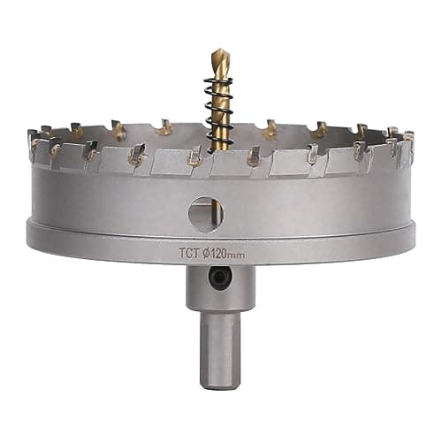 Image of Vearter TCT Hole Saw, 120mm Carbide Bit with Pilot Drill, Cutter for Hard Metal, Stainless Steel, Mild Steel, Aluminium Alloy, Copper, Iron, Plastic and Fiberglass