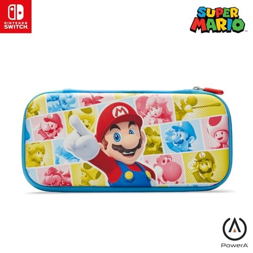 Image of PowerA Slim Case for Nintendo Switch, Switch Lite & OLED Model, Protective Pouch with 10 Game Cards Storage and Built-in Play Stand, Official: Mario; Mushroom Kingdom Reel