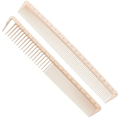 Image of 2PCS Hair Cutting Combs with Ruler Measurements, Anti-Static Professional Barber Comb for Salon, Hair Stylists and Barbers, Fine Cutting Combs