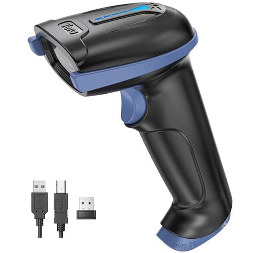 Image of Tera 2D QR Barcode Scanner Wireless USB Wired 1D 2D Handheld Cordless Bar Code Reader for Digital/Printed Barcodes Works with Windows Mac Linux, D5100 Blue