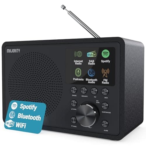 Image of MAJORITY Internet Radio receiver DAB and FM | Bluetooth, Podcast, Octive and Spotify radio | App Control | Multi-Alarm clock radio | 50 presets | DSP Speaker | Bedside DAB radio with Bluetooth TOURO