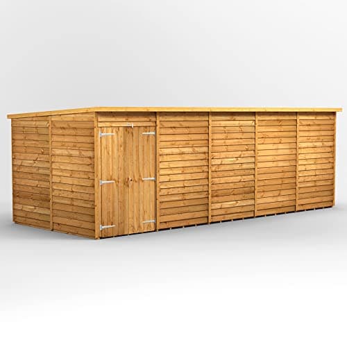 Image of Powersheds High Grade Premium Pent Overlap Wooden Shed with Double Door, Security Features, Door Flexibility, made from Extra Thick Timber (Windowless)