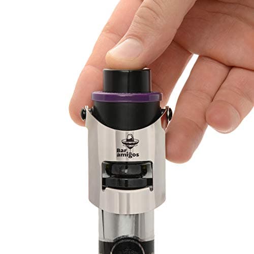Image of Bar Amigos® Champagne Pressure Stopper Purple - Saver Pump Sealer Preserver With Patented Technology Keep Your Bottle of Sparkling Wine Fresh for 7 Days Plus 3 Year Satisfaction Guarantee