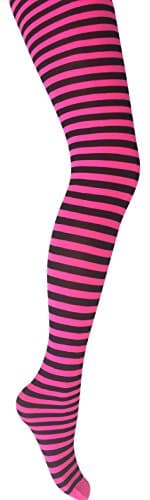 Image of MYSASI Womens Striped Tights (Neon Pink and Black, S)