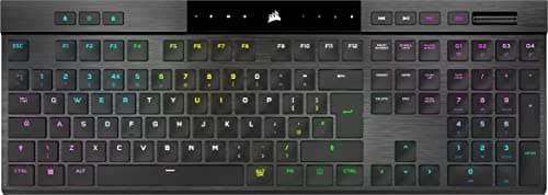 Image of Corsair K100 AIR RGB Mechanical Gaming Keyboard - Ultra-Thin, Sub-1ms SLIPSTREAM WIRELESS, Low-Latency Bluetooth, CHERRY MX Ultra Low Profile Keyswitches - UK Layout, QWERTY - Black