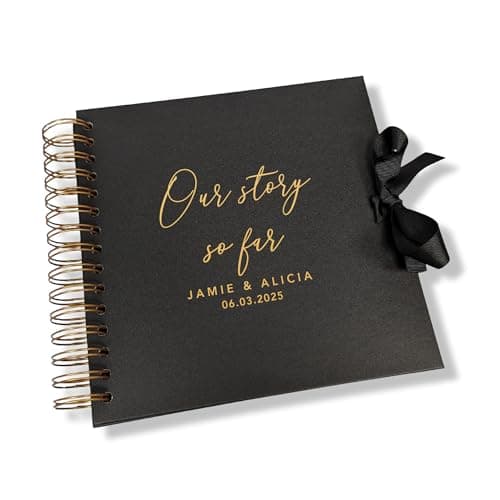 Image of Craftwalla® Personalised Anniversary Scrapbook “Our Story So Far” – Couples Memory Book with Real Foil, 40 Leaves (80 Sides) Premium Paper, Ideal 1st Anniversary or Wedding Gift (Gold)