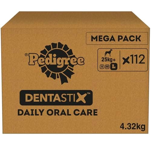 Image of PEDIGREE DENTASTIX - Dental Dog Chews - Adult Large Dogs 25kg+ - 4 x 28 Sticks - Megapack of Dog Dental Sticks