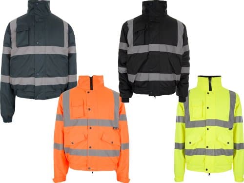 Image of MENS LADIES HI VIS HIGH VIZ VISIBILITY BOMBER JACKETS (XX LARGE, YELLOW)