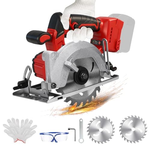 Image of 5.5 Inch Cordless Circular Saw for Milwaukee M18 18V Battery(No Battery), Brushless Motor, 0-45° Cutting Angle, Max Cutting Depth 1.77"(90°), 0.98''(45°), Idea for Wood, Plastic, Soft Metal