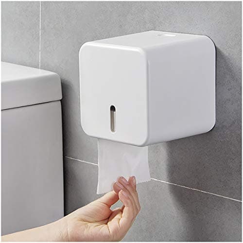 Image of Colist Toilet Roll Holders Wall Mounted self adhesive Toilet Paper Holder No Drilling Waterproof/Dustproof/Cat Proof Paper Roll Dispenser for Bathroom/toilet (White)