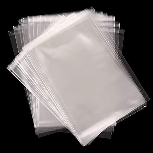 Image of A3 Self-Adhesive Clear Cellophane Display Bags 50 Packs, Self Sealing, Food Safe, OPP for Cookies, Cards, Envelopes, Pictures (30.5 x 42cm)
