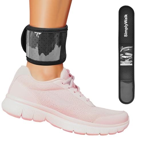 Image of SimplyWalk Ankle Band(Size Medium) for Large Fitness Pedometer, (Counter NOT Included) Soft Wear Ankle Band with Transparent Pouch for Step Counter (Pedometer Not Included) (Black)