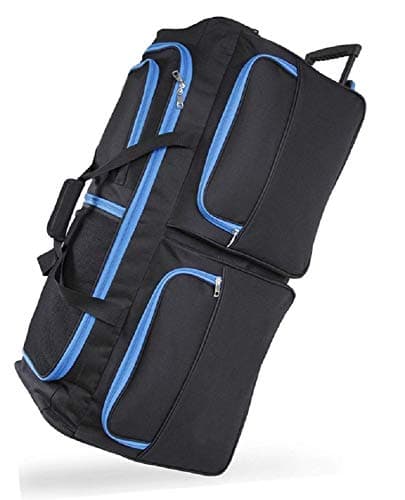 Image of DK Luggage Travel Bag Wheeled Holdall XXL Suitcase with 3 Wheels 40" Black/Blue