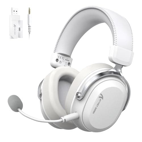 Image of ATTACK SHARK L30PRO Wireless Gaming Headset, 7.1 Surround Sound, EQ Modes, 50mm Drivers, Tri-Mode Connectivity, 1100mAh Battery, Over-Ear Headset with Detachable Noise-Cancelling Mic for PC -White