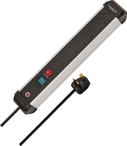 Image of Brennenstuhl Premium-Alu-Line 4-Way Extension Lead (Power Strip with Safety Fuse Button, 5m Cable, Made in Germany) Black/Silver