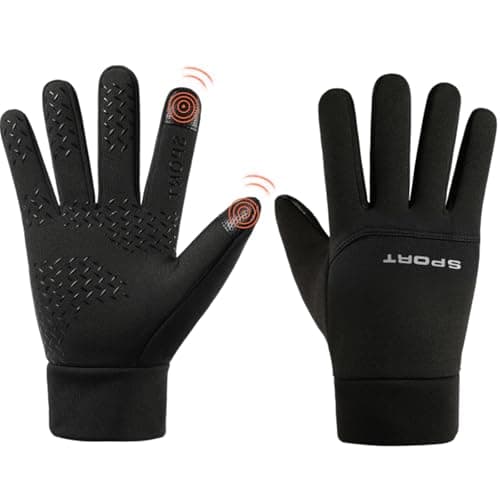 Image of CRAZY SHARK Winter Warm Gloves, Waterproof Windproof Thermal Gloves for Men & Women, Anti Slip Touchscreen Cycling Gloves, Black Running Gloves for Hiking Climbing Driving Riding