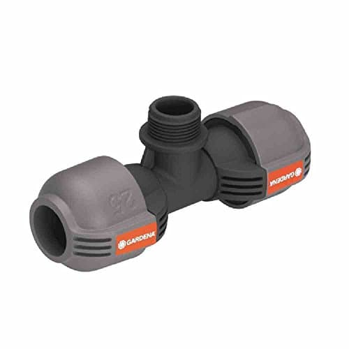 Image of GARDENA Sprinklersystem T-Joint male thread: Connecting piece for connecting the turbo-driven pop-up sprinkler, 25 mm x 3/4 Inch male thread, Quick&Easy connection technology (2787-20)
