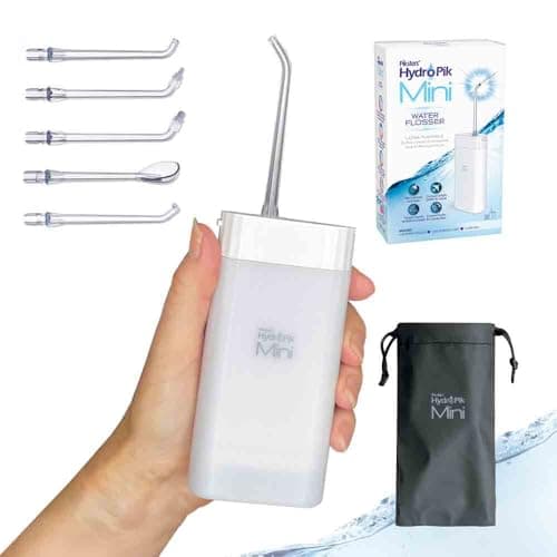 Image of Piksters HydroPik Mini Water Flosser - Waterproof Portable Water Flosser for Teeth, Gums, Braces Care, 3 Power Modes, 5 Flossing Nozzles, Compact & Light for Travel