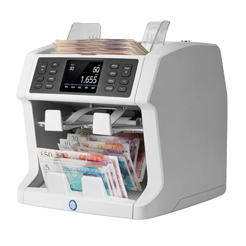 Image of Safescan 2985-SX Money Counting Machine - Counts and Sorts Banknotes - Cash Counting Machine with 7-Point Counterfeit Money Detector - Money Counter Machine - Suitable for the New King Charles Notes