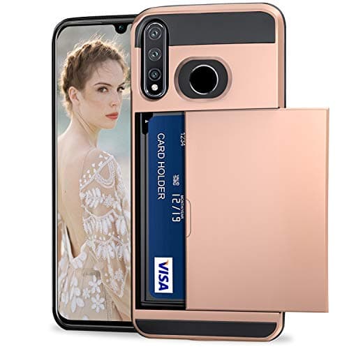 Image of Vunake for Huawei P30 Lite Case with Card Holder Armor Shockproof Heavy Duty Wallet Case Rubber Bumper Protective Cover for Huawei P30 Lite, Rose Gold