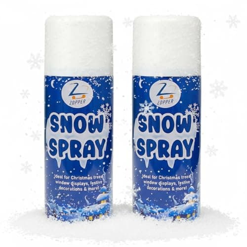 Image of ZOPPER Artificial Snow Spray 2x 250ml, Fake Snow Spray Easy-Use Snow Foam for Christmas Trees, Windows, Wreaths, Party Decor & Crafts - 85gm Each Can