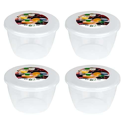 Image of 1/2 Pint Pudding Basin and Lid Pack of 4 Plastic Pudding Basins 280ml (0.5pt) Small-Medium Size Food Safe Steaming Bowls Clear