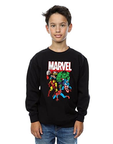 Image of Marvel Boys Hero Group Sweatshirt Black 5-6 Years