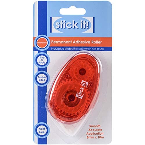 Image of Stick it Permanent Adhesive Roller, Clear, 8mm x 10m, Adhesive Roller for Card Making and Scrapbook Accessories, Rollers for Home and School Supplies, Ideal for Craft Projects