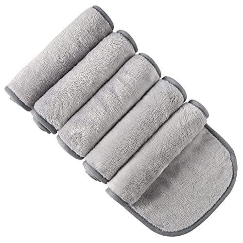 Image of 5 Pack Make Up Remover Cloth, 15.75 * 7.87in Flannel Face Cloth Face Wipes for Make Up Removing (Grey)