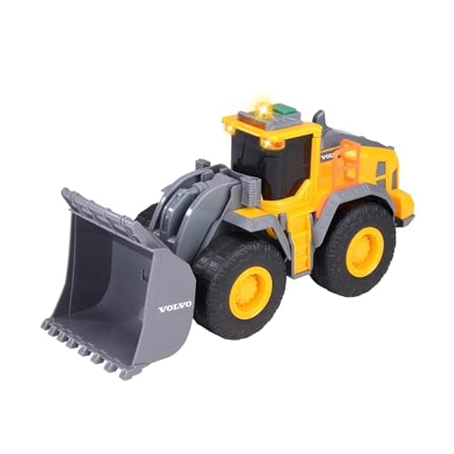 Image of Dickie Toys - Volvo Wheel Loader - 23 cm Wheel Loader with Giant Shovel, Light and Sound Effects, Construction Site Toy for Boys and Girls from 3 Years