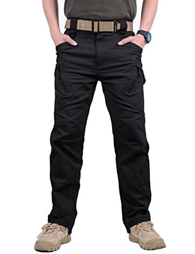 Image of MAGCOMSEN Mens Military Cotton Ripstop Cargo Operator Tactical Pants with Elastic Waistband Black 30
