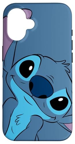 Image of Disney Lilo and Stitch Cute Stitch Face Slate Gray Case for iPhone 16